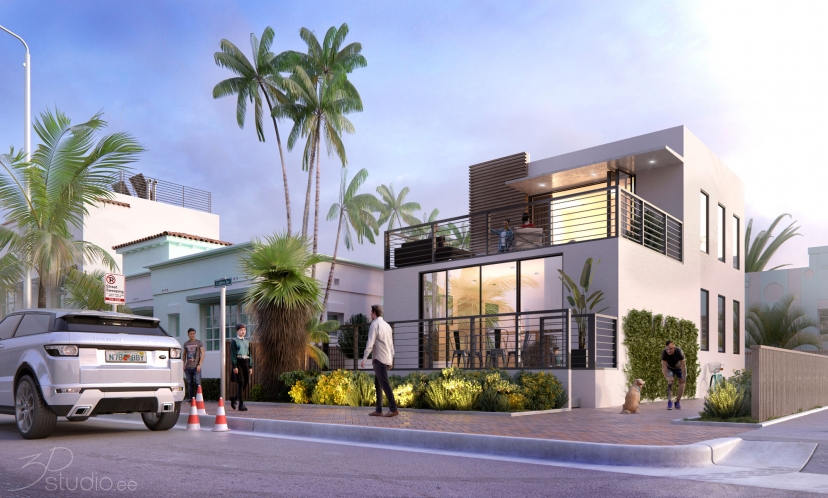 3d visualisation, florida, beach house, exterior 3d