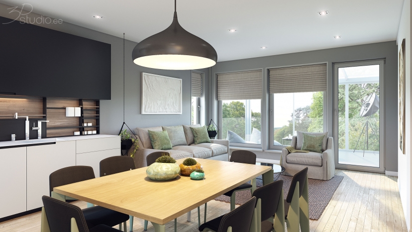 3D, Sisepildid, Render, Sisekujundus, Hiitolantie