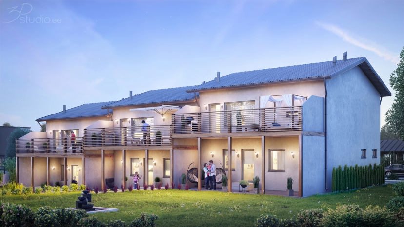 realestate, 3d visualization, development, evening render