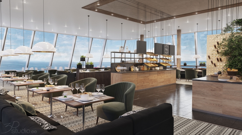 Ship Interior, 3d rendering, visualisation, design